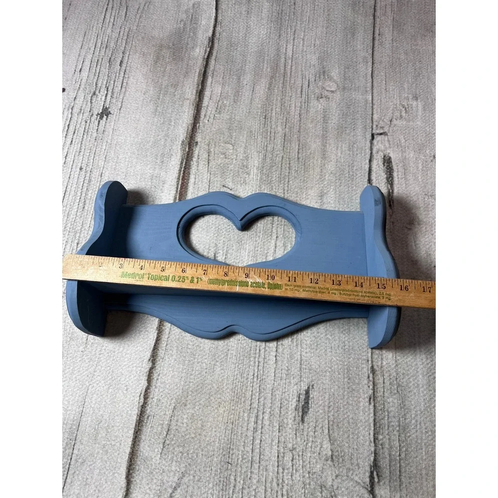 Vintage Style Heart Cutout‎ Wall Shelf Blue Cottagecore Farmhouse